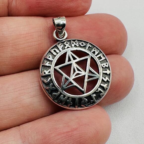 Sterling Silver Star of David Pendant – Hebrew Rune - Picture 4 of 7